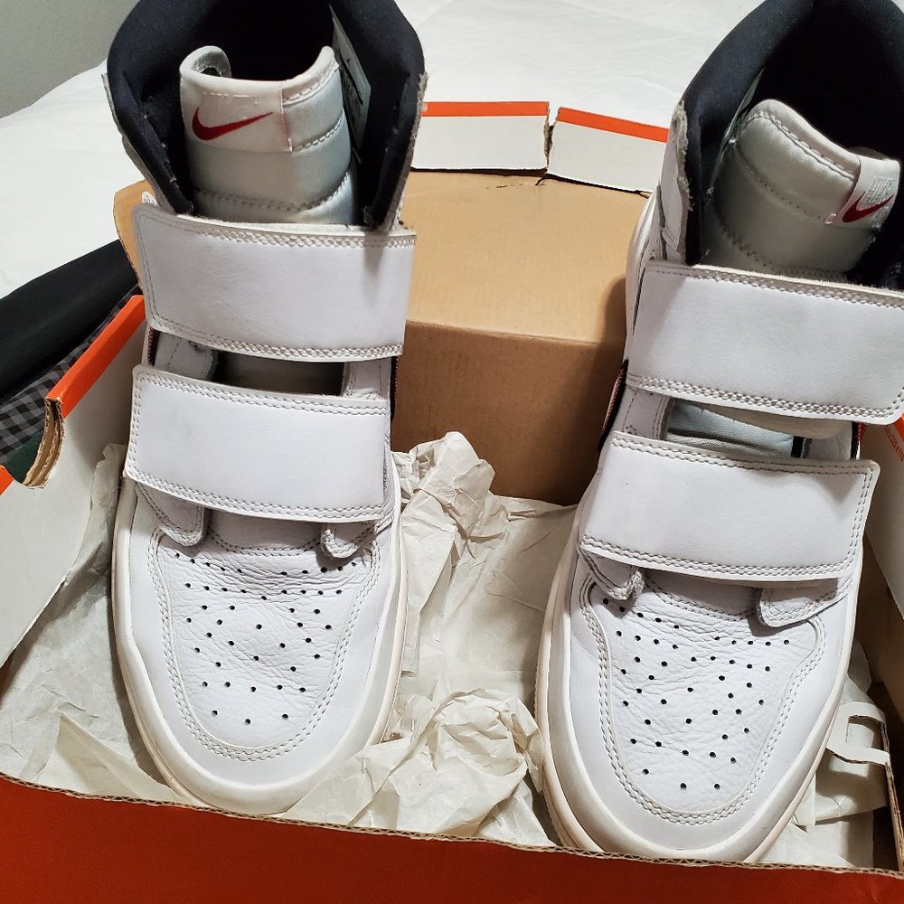 Size 10.5 -Jordan 1 Retro High Double Strap White, AQ7924-101, no box